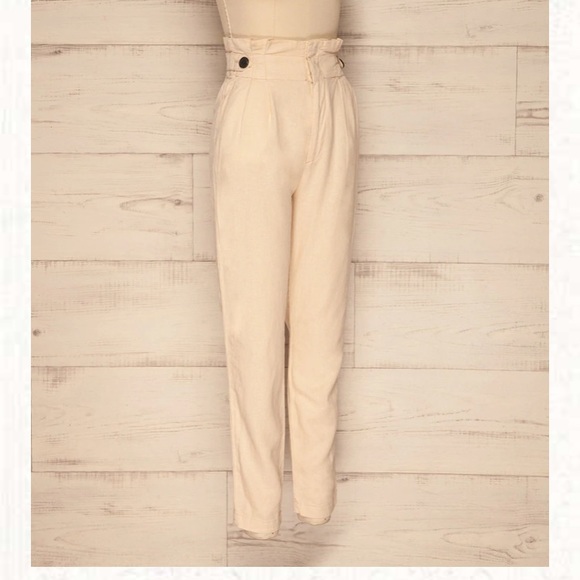 Petite garçon 1861 cream linen trousers high waist size s - Picture 6 of 10